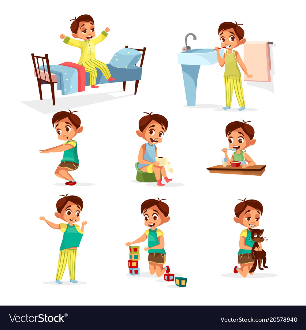 kids daily schedule clipart