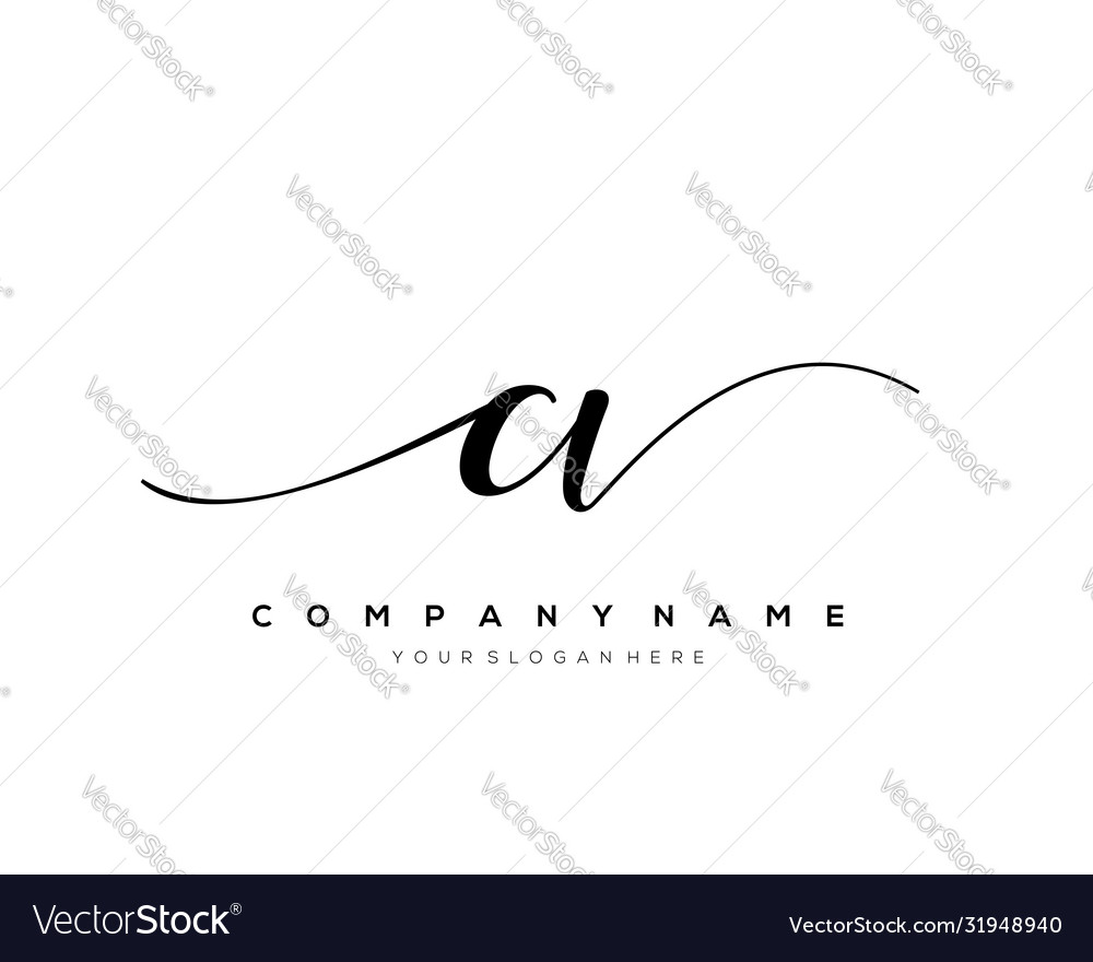 Cv initial letter handwriting logo hand drawn