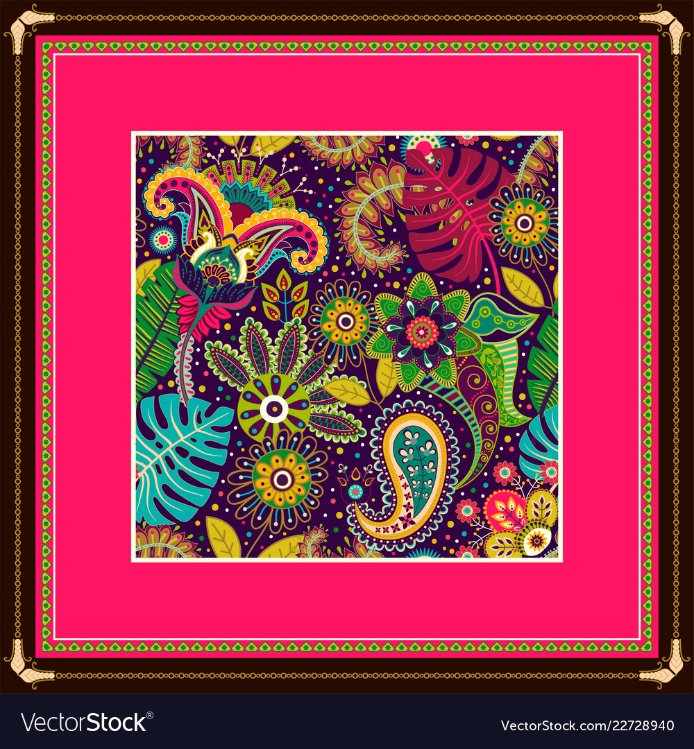 Decorative frame with pattern color print Vector Image Decorative frame with pattern color print