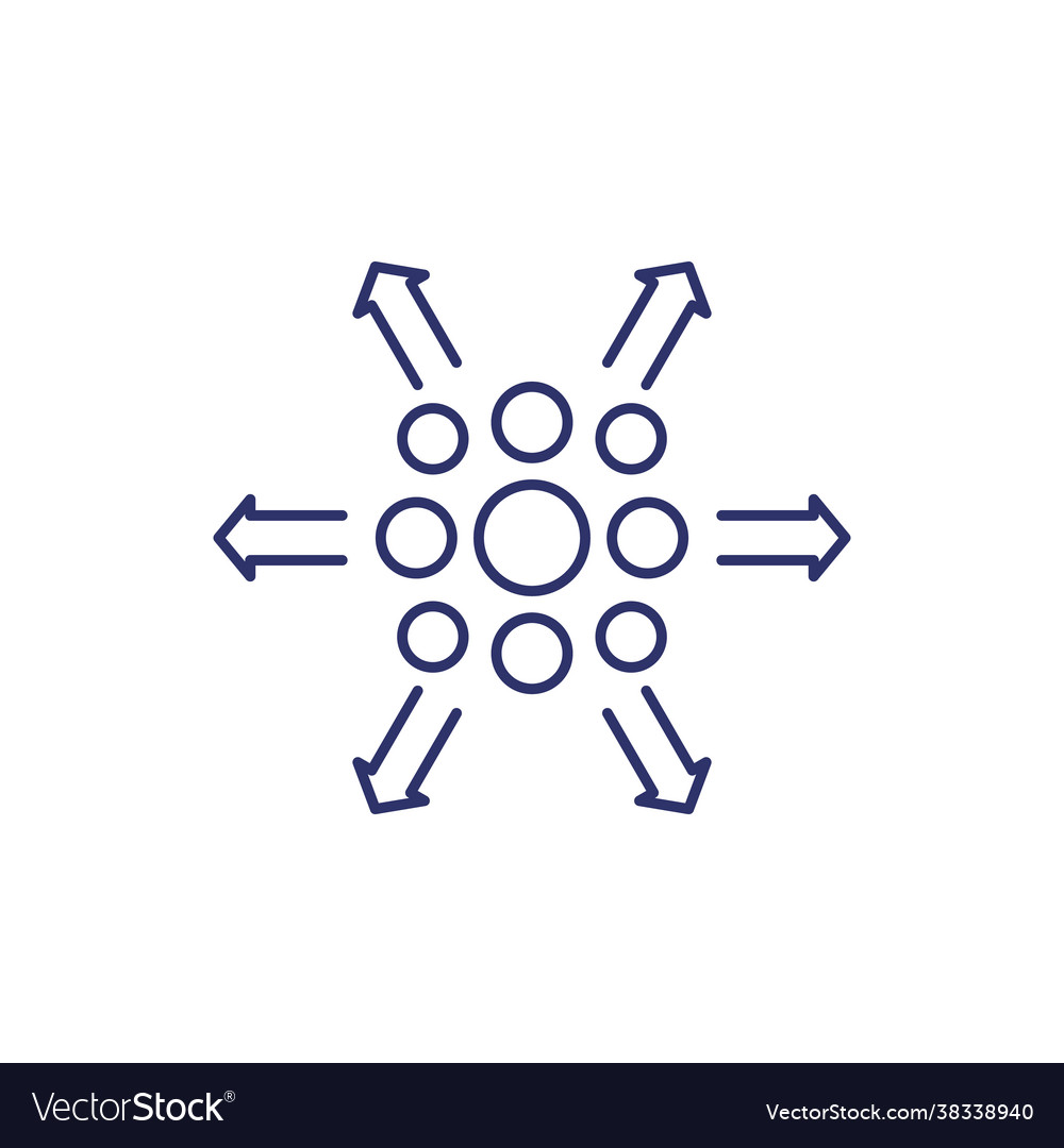 Distribution process icon line Royalty Free Vector Image
