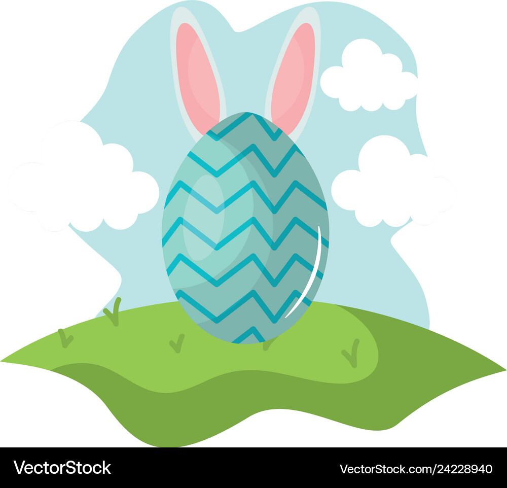 Egg painted with rabbit ears easter icon Vector Image