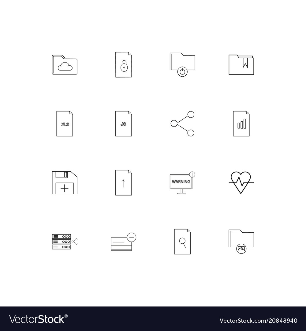 Files and folders sign linear thin icons set