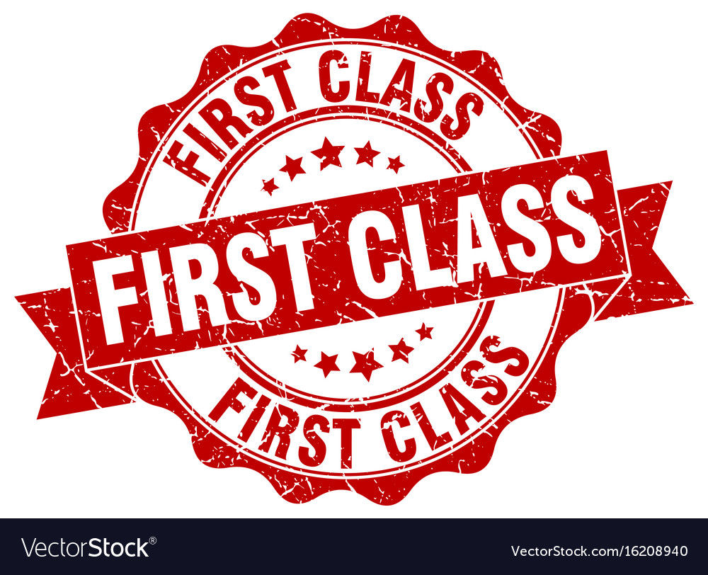 First class stamp sign seal Royalty Free Vector Image