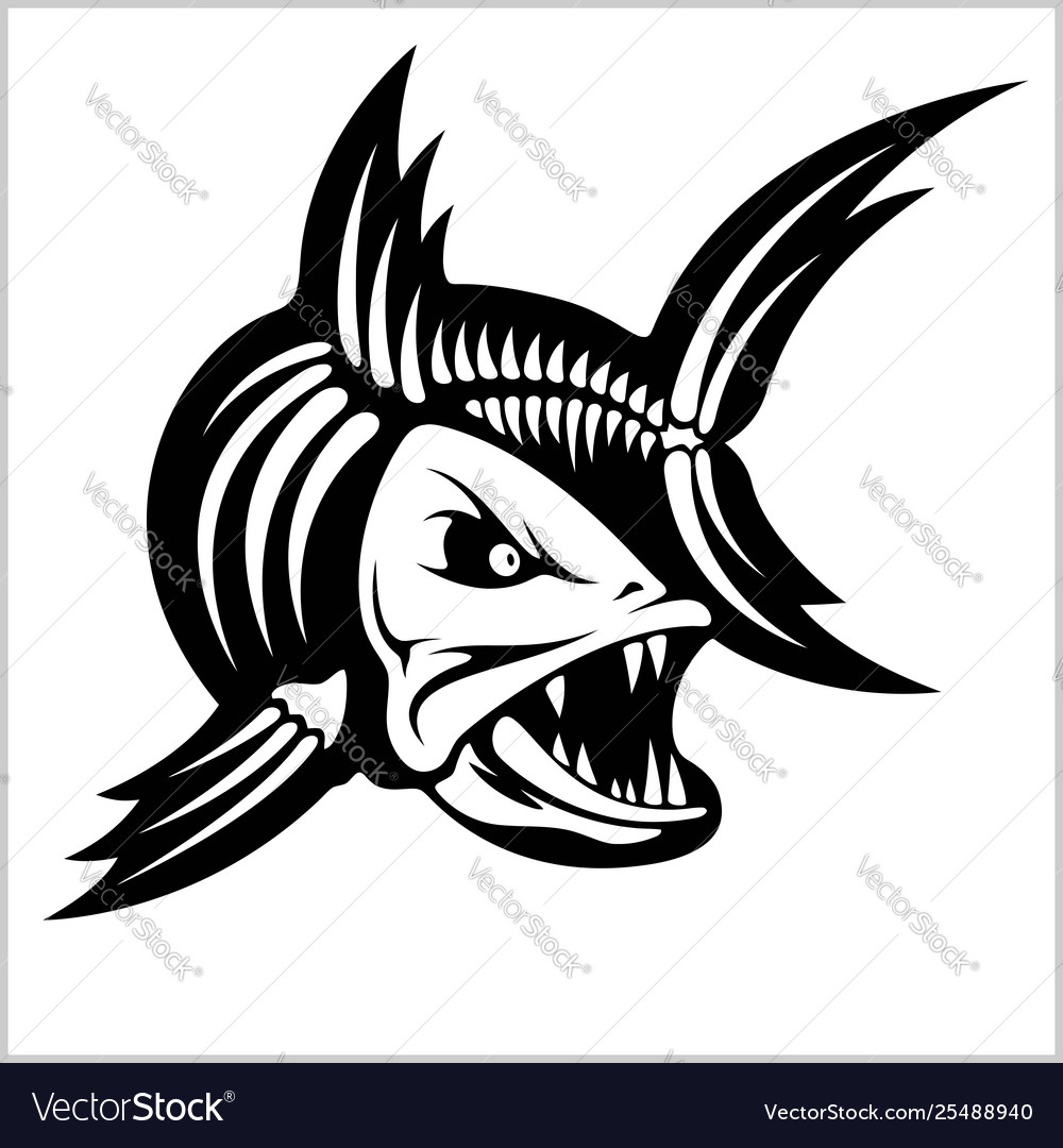 Fish skeleton on white Royalty Free Vector Image