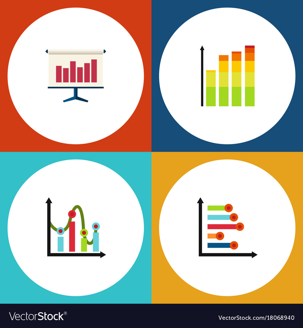 Flat icon graph set of statistic chart