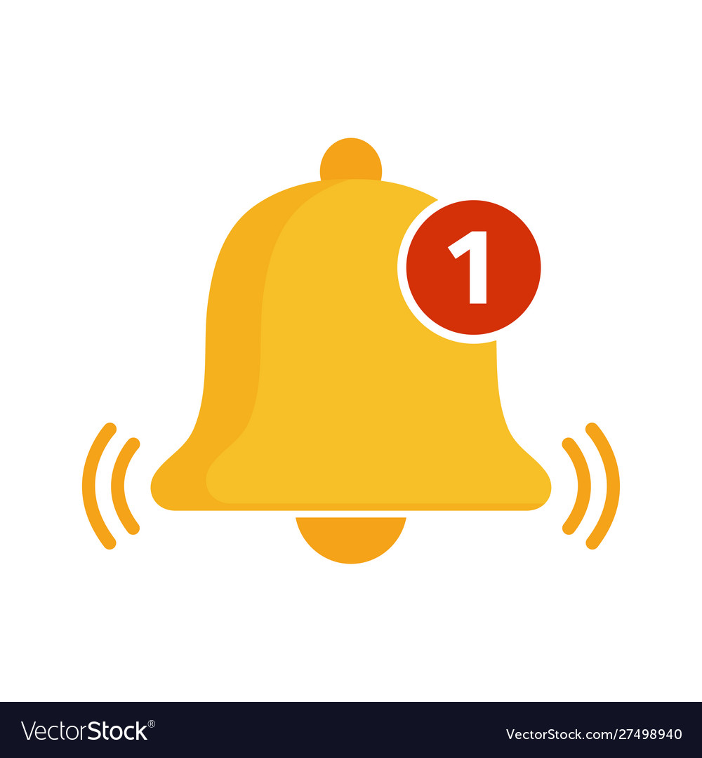 Golden bell icon message notification Vector Image