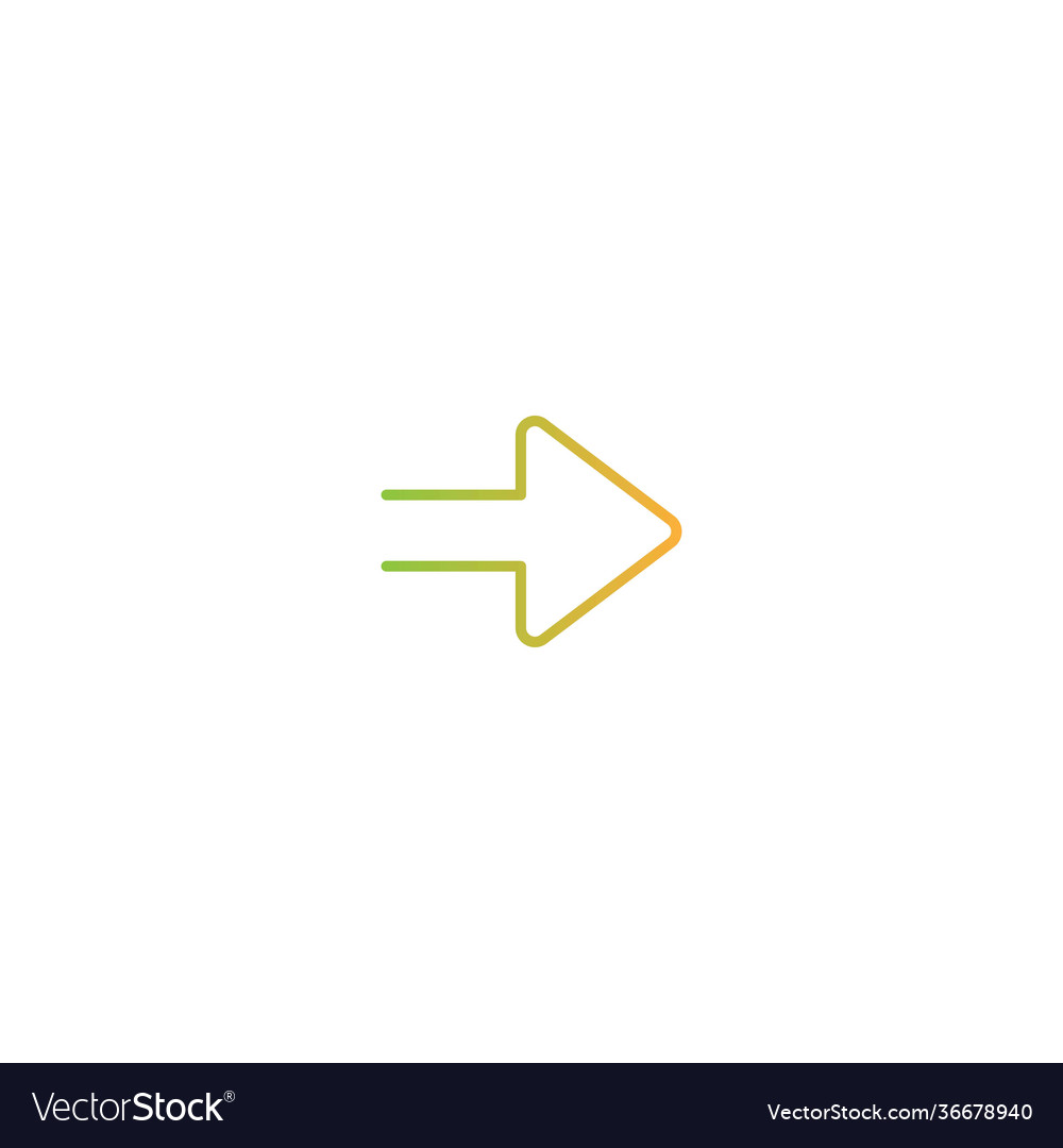 Green gradient right arrow line simple icon vector image Green gradient right arrow line simple icon