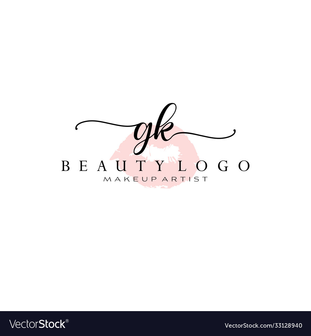 Letter gk watercolor lips premade logo design Vector Image