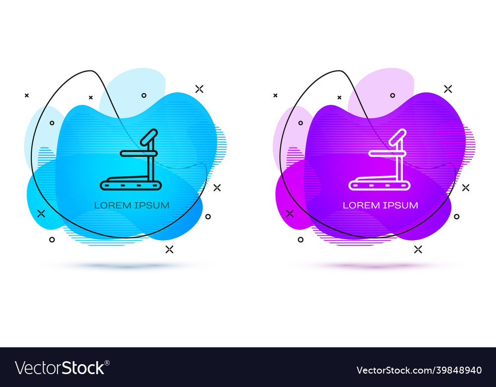 Line treadmill machine icon isolated on white