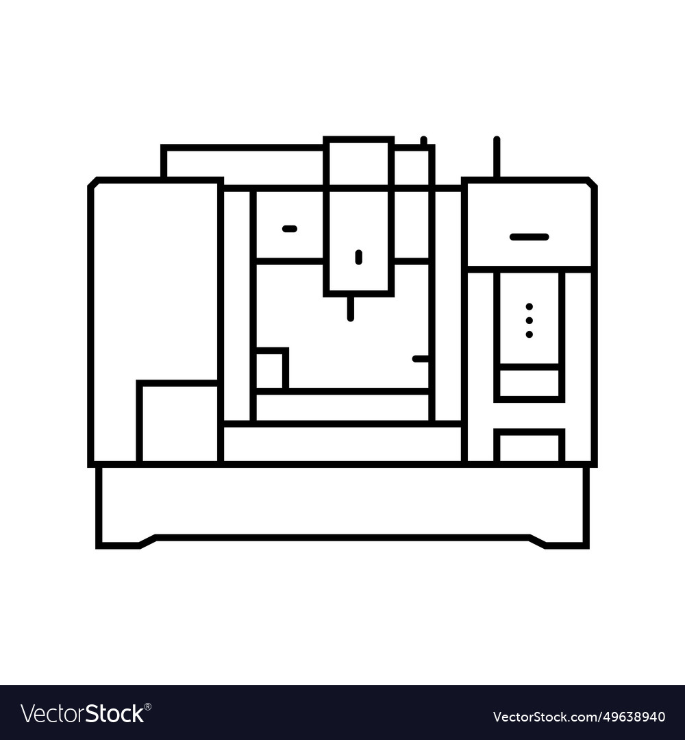 Machining center manufacturing engineer line icon Vector Image