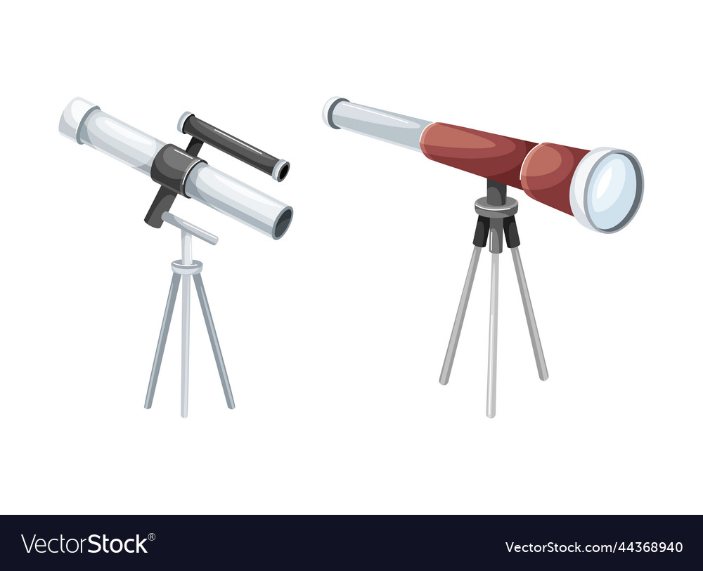 Monocular on tripod as refracting telescope Vector Image