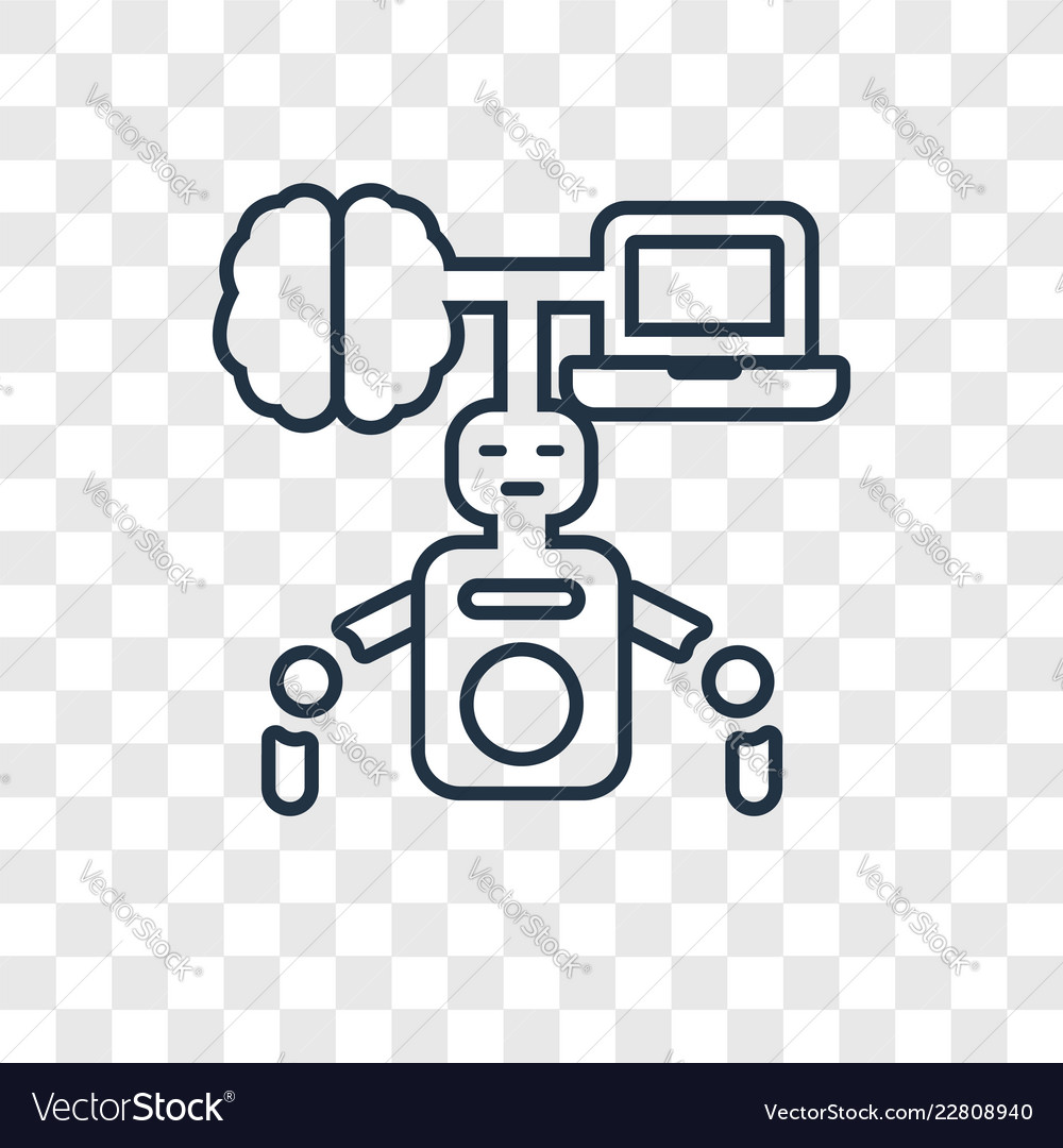 Robot concept linear icon isolated on transparent vector image Robot concept linear icon isolated on transparent