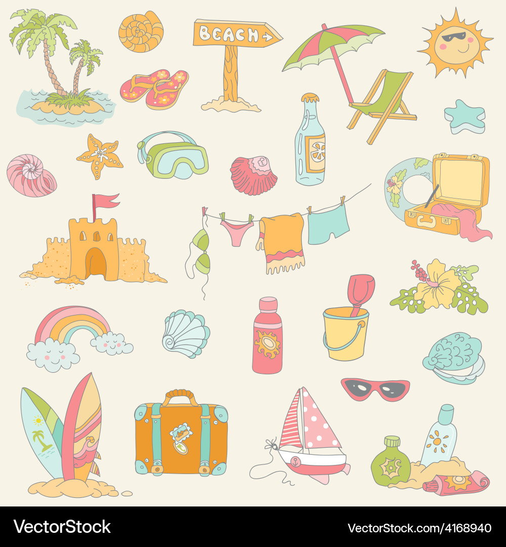 Seaside and summer - design elements Royalty Free Vector