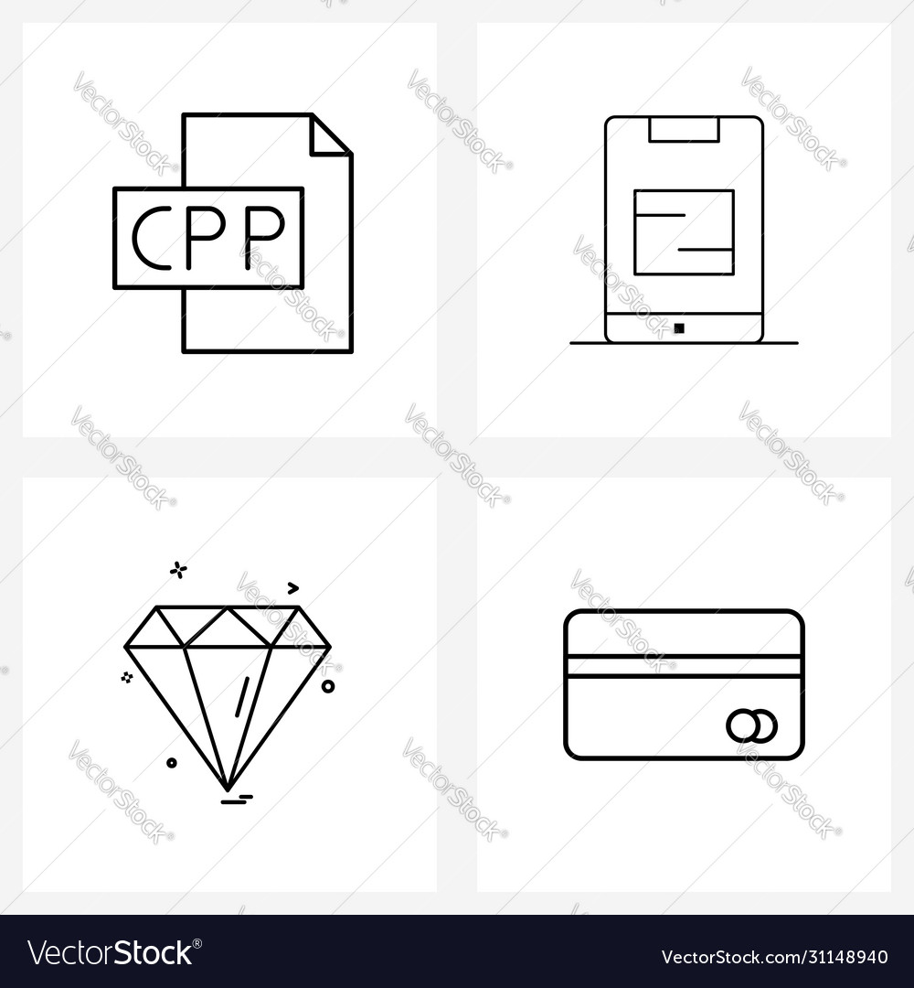 Set 4 universal line icons cpu ui program