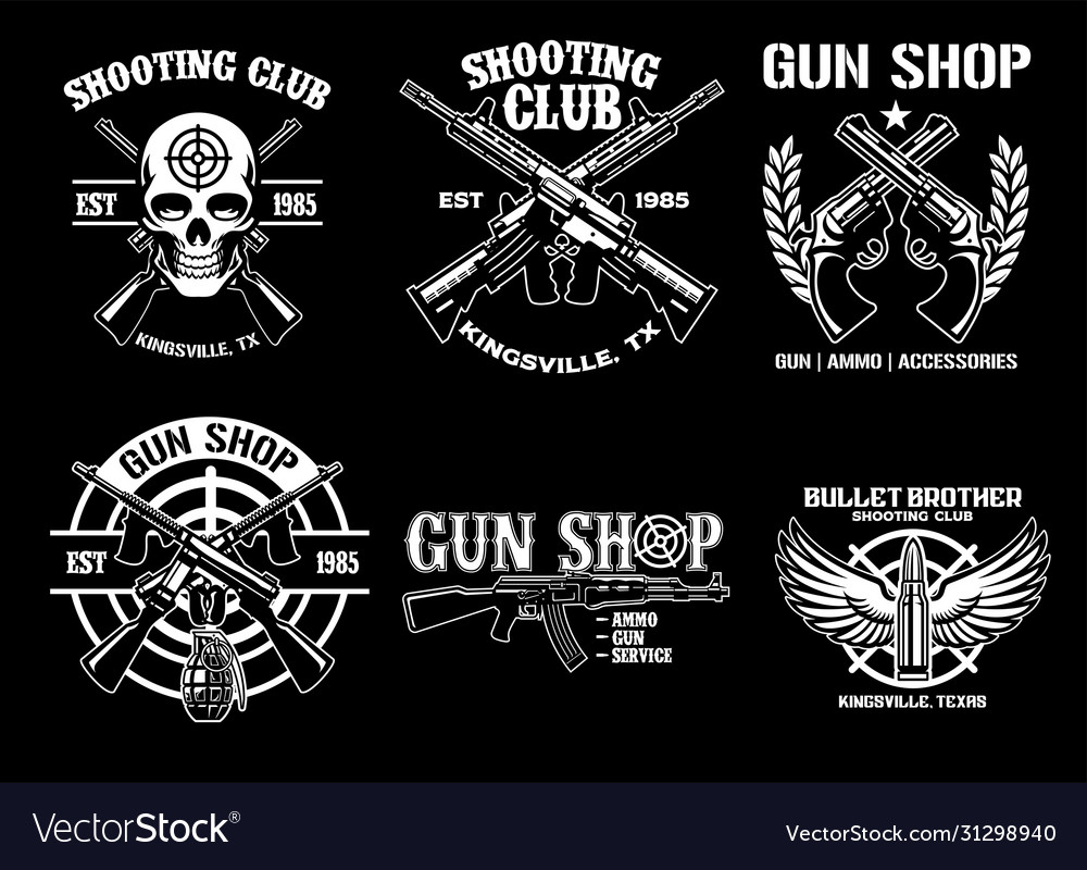 Set collection shooting club badge design Vector Image