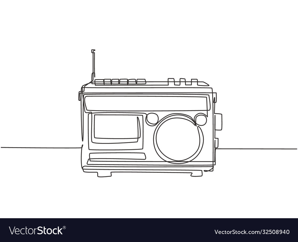 Single continuous line drawing retro old vector image Single continuous line drawing retro old