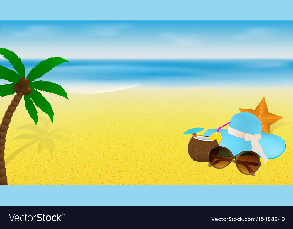 Summer Banner Template With Beach Accessories And Vector Image