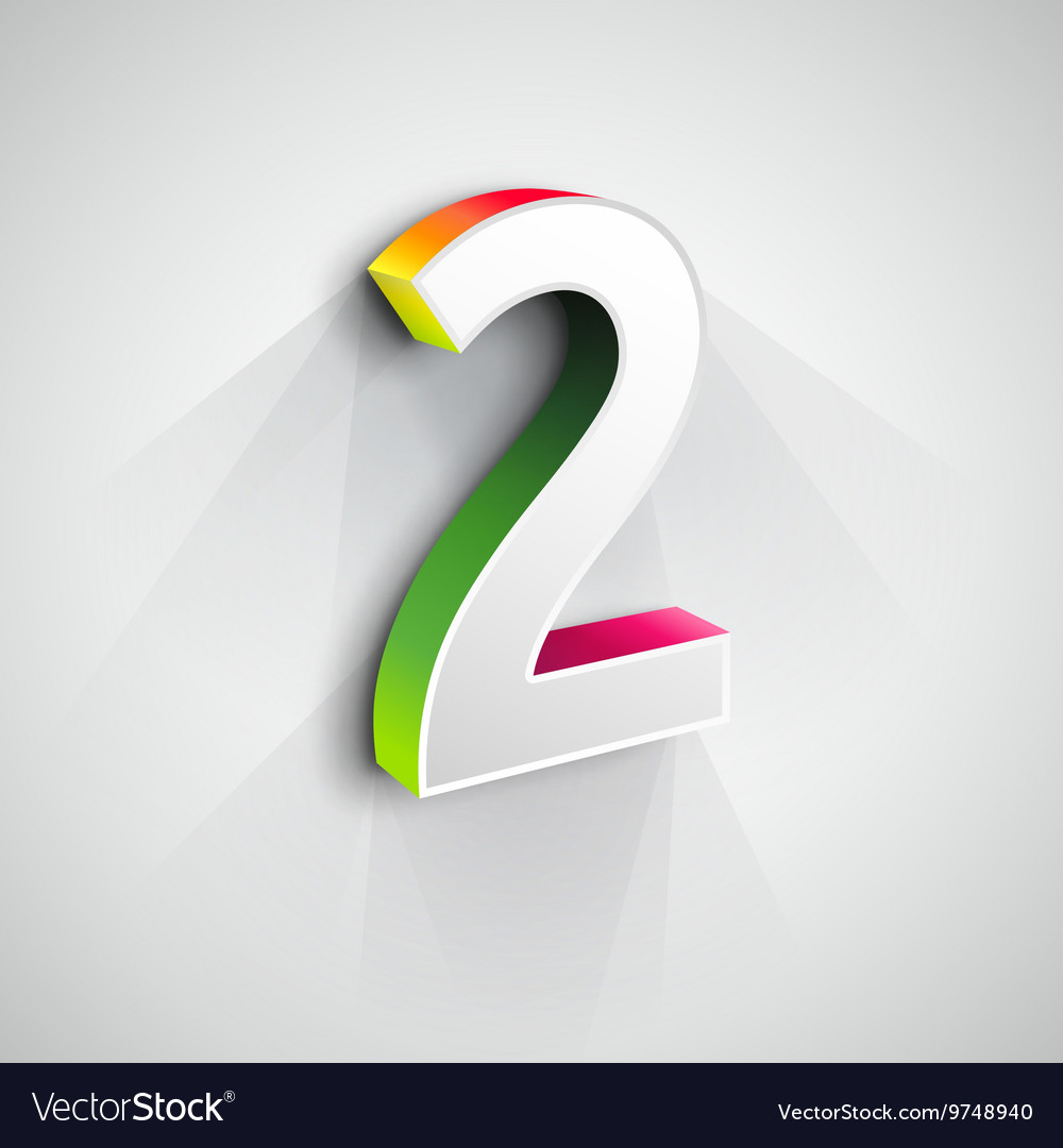 White 3D Number Two Rendering