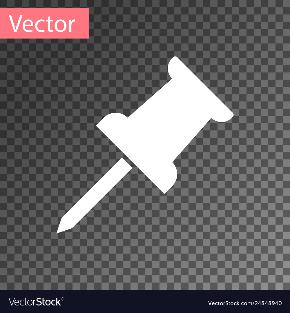 White push pin icon isolated on transparent vector image White push pin icon isolated on transparent