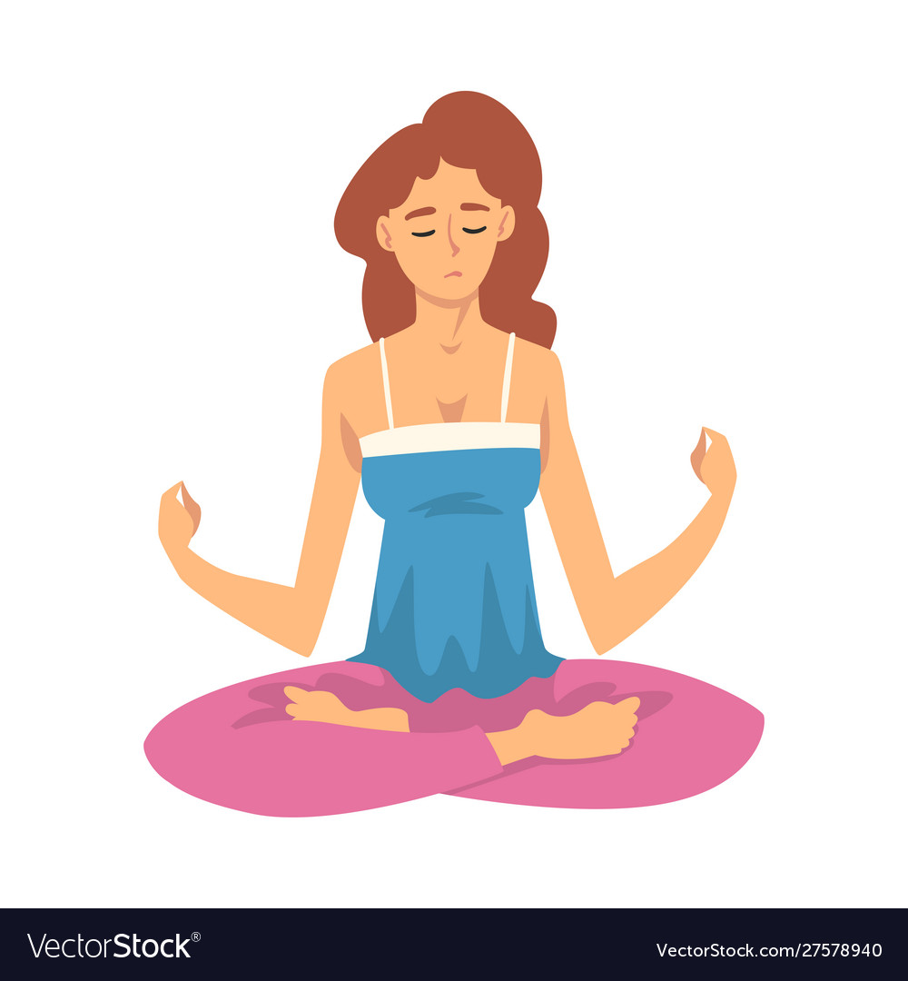 Woman safe balance with meditation relaxation Vector Image