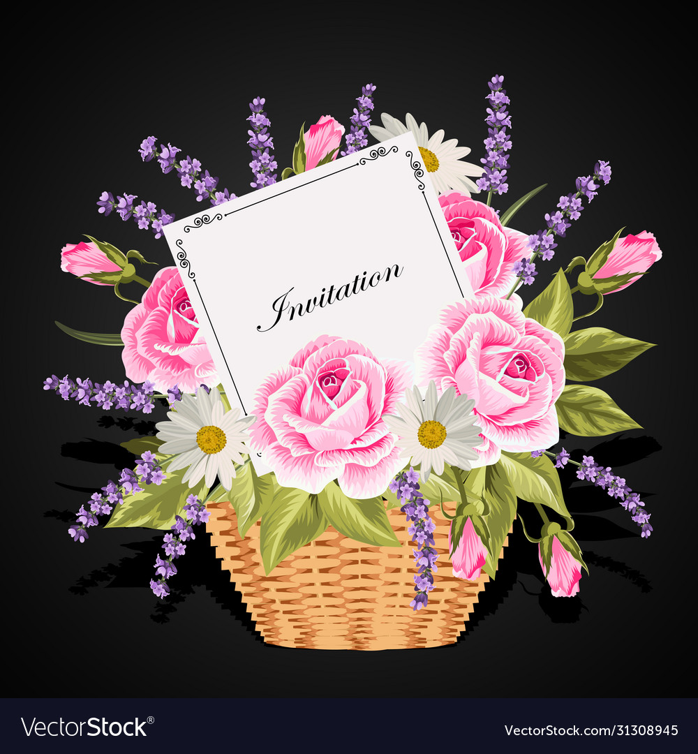 A basket full flowers with card to write