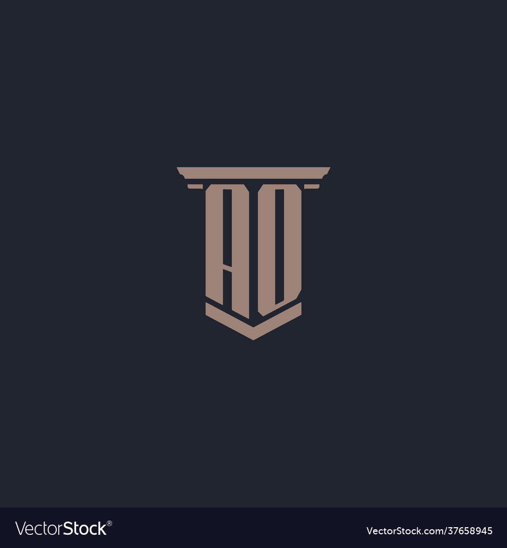 Ao initial monogram logo with pillar style design