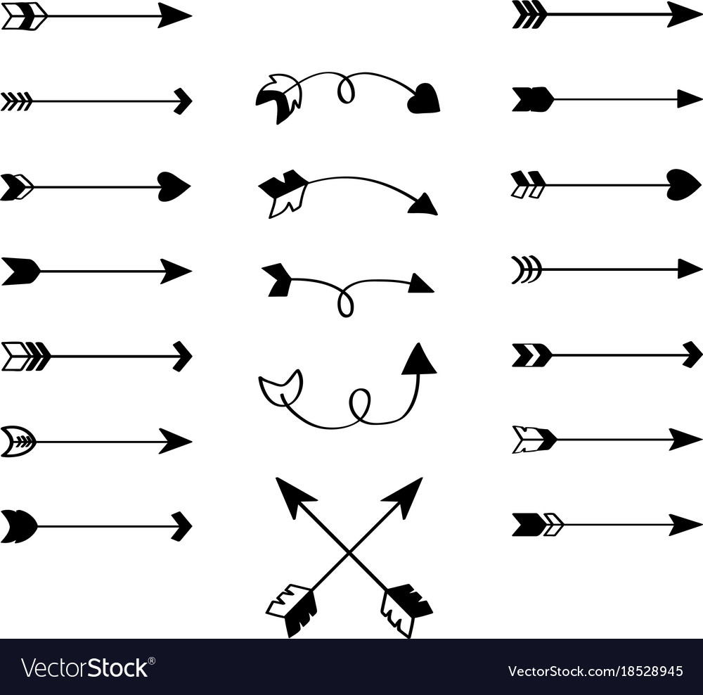 Arrows black and white hand sketch boho Royalty Free Vector