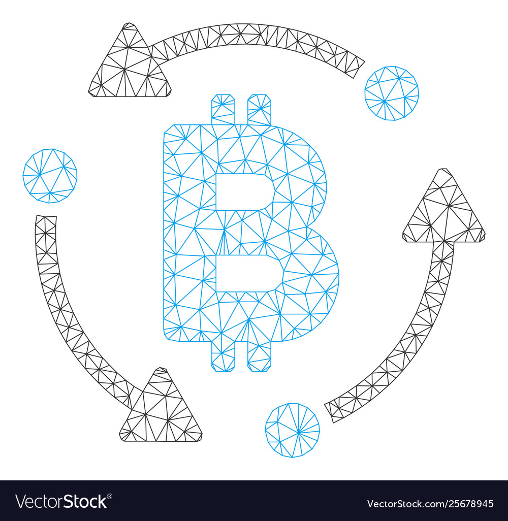 Bitcoin rotation mesh wire frame model
