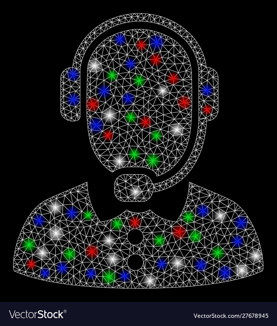 Bright mesh wire frame call center operator vector image Bright mesh wire frame call center operator