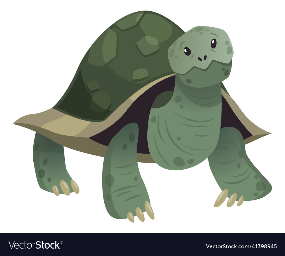 Cute turtle big green shell sea animal Royalty Free Vector