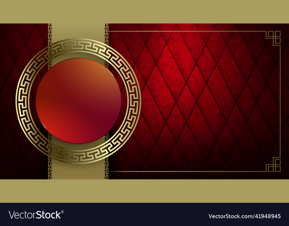 Dark red gradient background with round frames