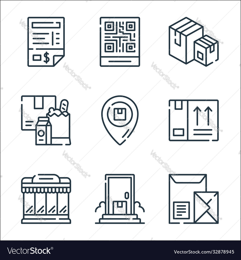 Delivery line icons linear set quality vector image Delivery line icons linear set quality
