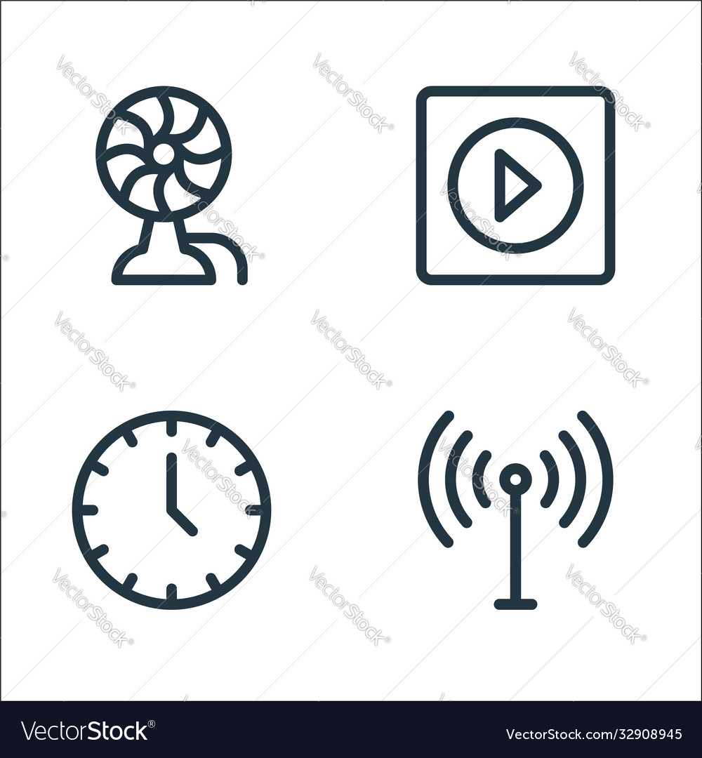 Electronics line icons linear set quality vector image Electronics line icons linear set quality