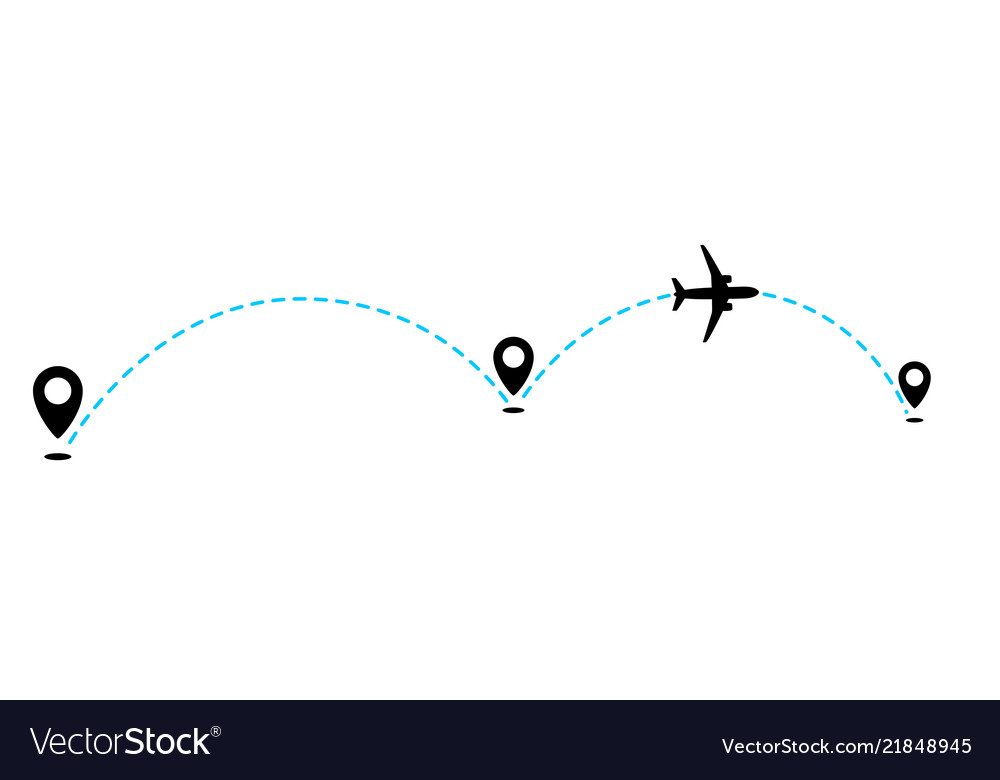 Flying plane and geolocation mark for mobile app vector image Flying plane and geolocation mark for mobile app