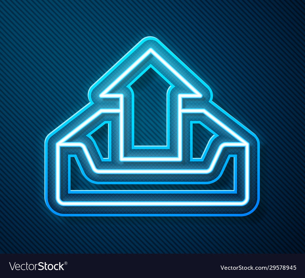 Glowing neon line upload inbox icon isolated vector image Glowing neon line upload inbox icon isolated