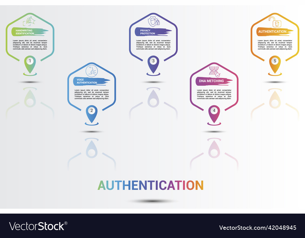 Infographic authentication icons 5 colored steps