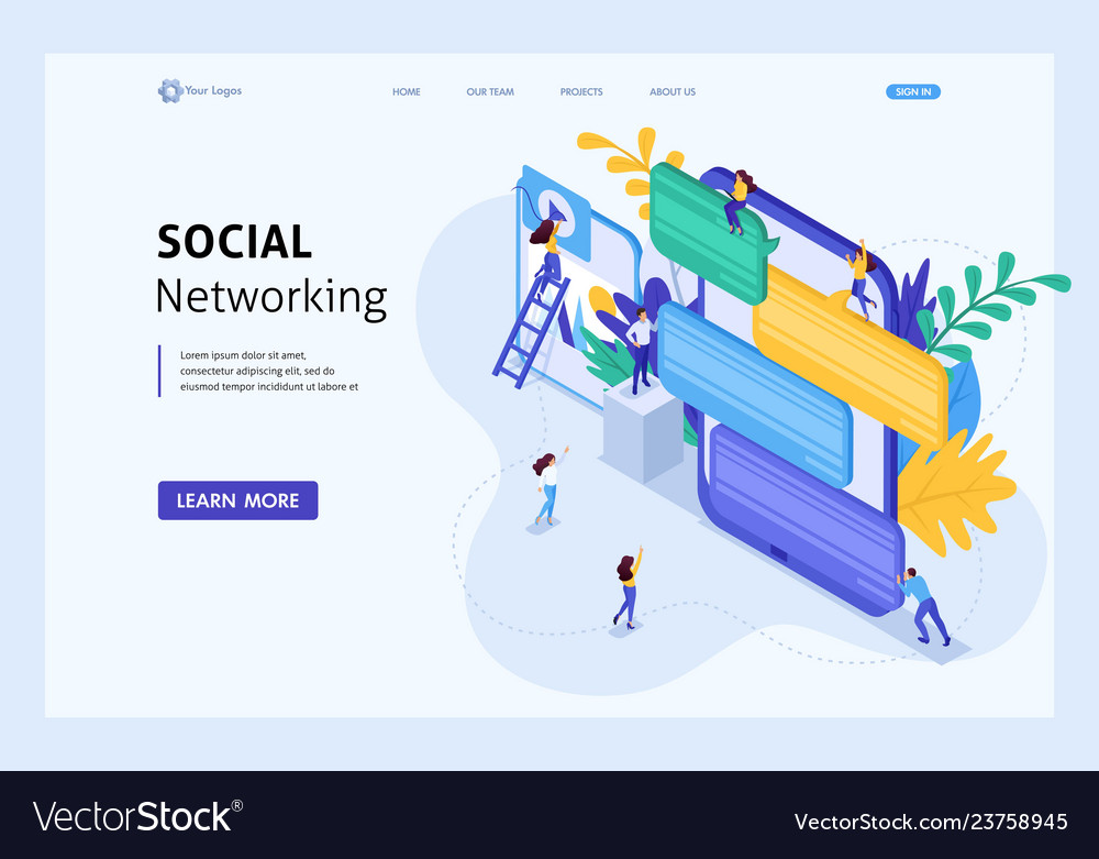 Isometric landing page for big business