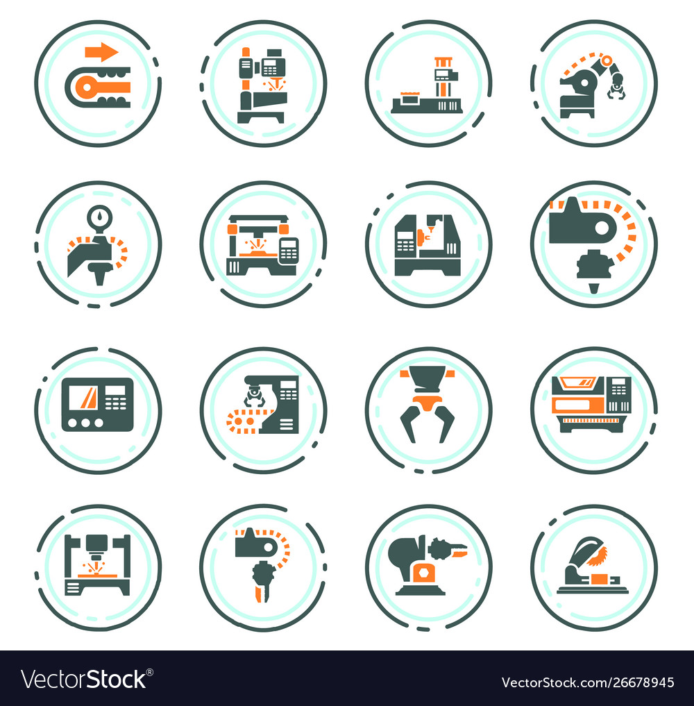 Machine tool icons set