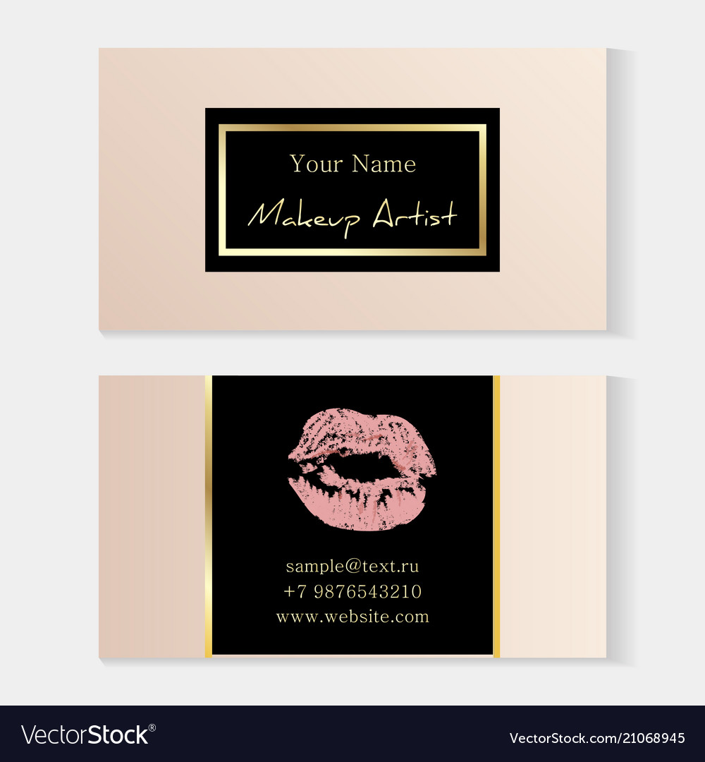 Makeup Artist Stylish Business Card Artistic Vector Image