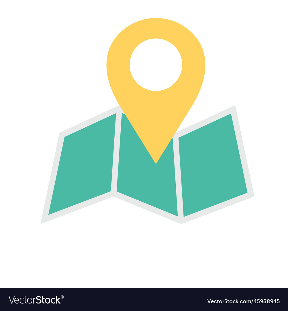 Map icon with pin pointer location or destination