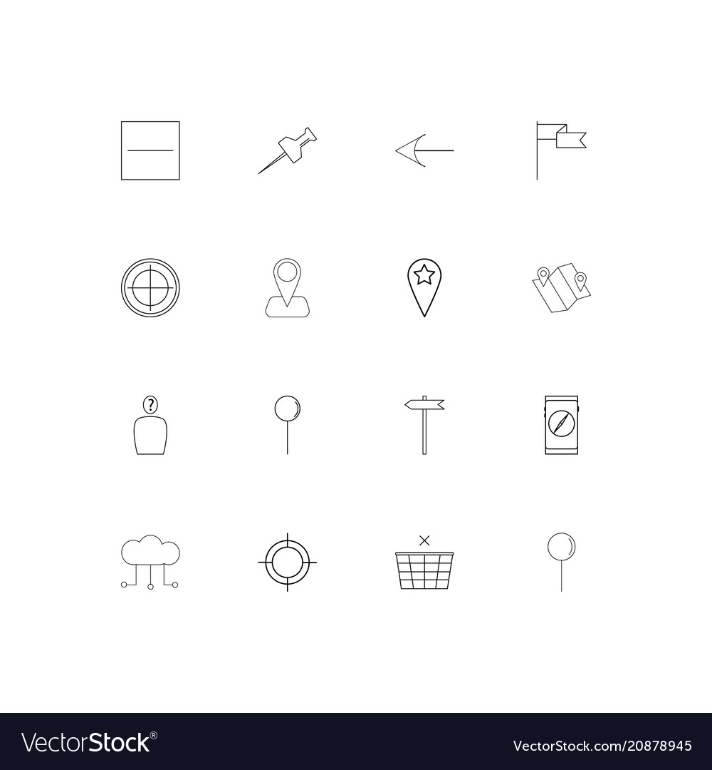 Maps and navigation linear thin icons set