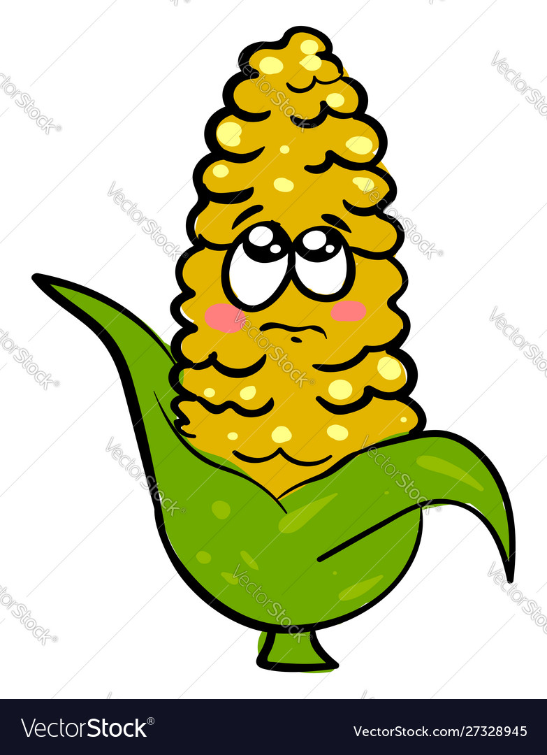 Sad corn on white background
