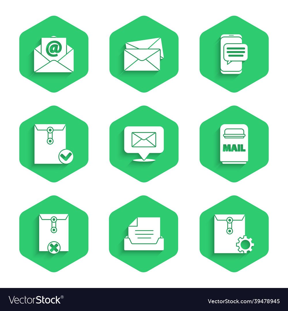 Set speech bubble with envelope drawer document vector image Set speech bubble with envelope drawer document