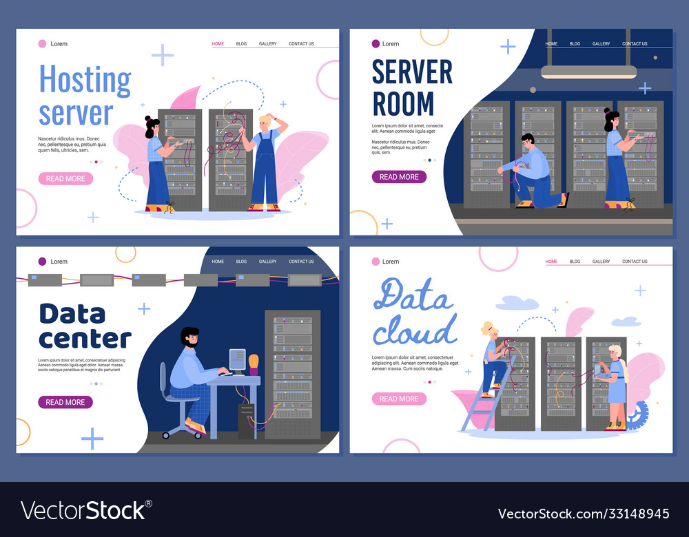 Set website pages for hosting server and data vector image Set website pages for hosting server and data