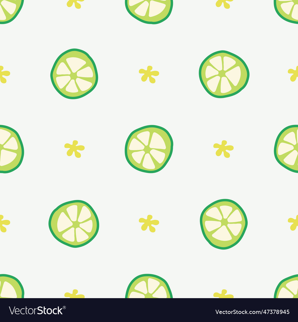 Simple seamless pattern with lime slices vector image Simple seamless pattern with lime slices