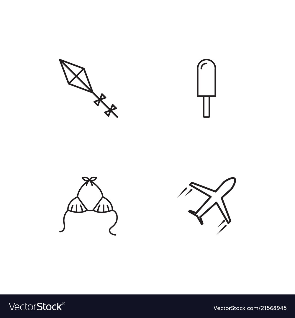 Summer linear icons set simple outline