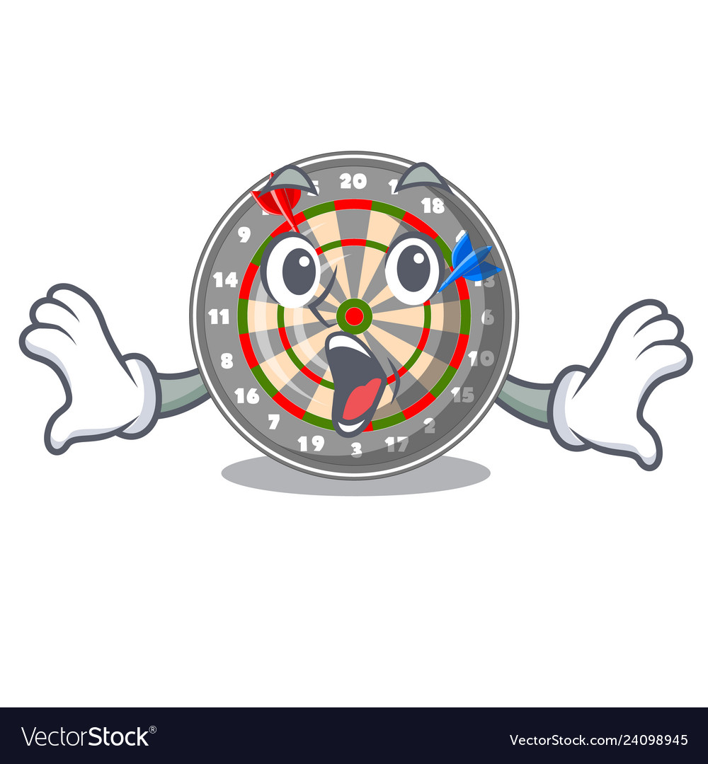 Surprised dartcoard isolated with in the character vector image Surprised dartcoard isolated with in the character