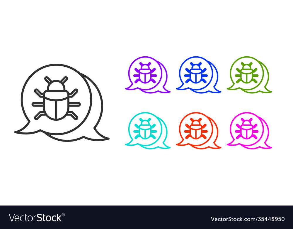 Black line system bug concept icon isolated vector image Black line system bug concept icon isolated