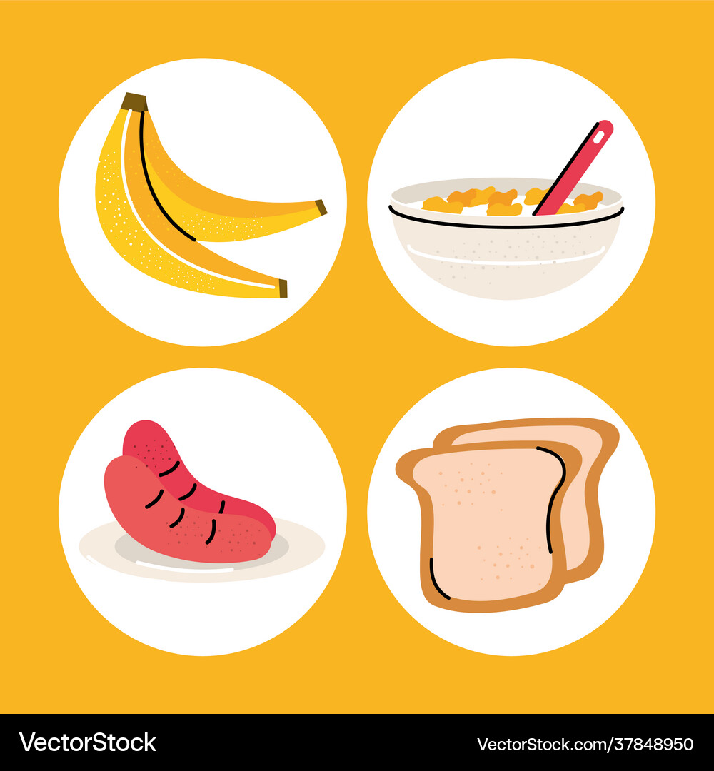 Breakfast food set Royalty Free Vector Image - VectorStock