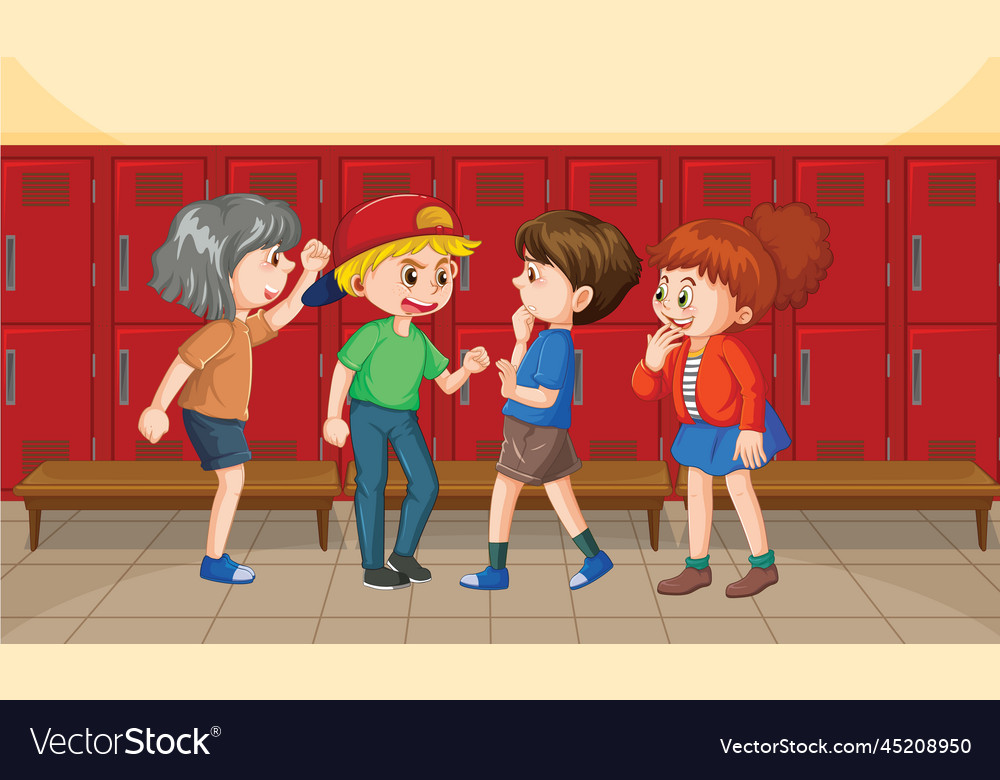 Bullying kids school scene Royalty Free Vector Image